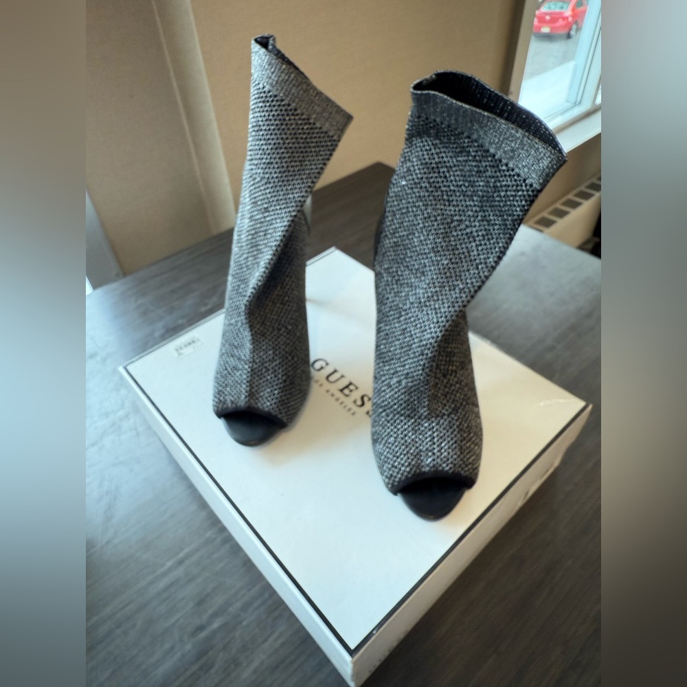 Guess Black and Gray Open-Toe Boots